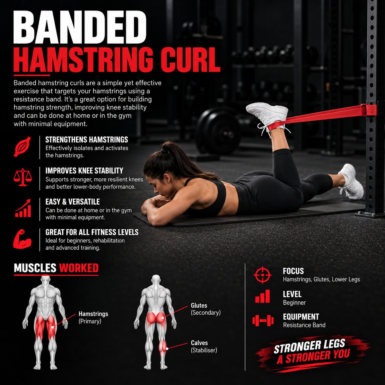 Banded hamstring curl exercise