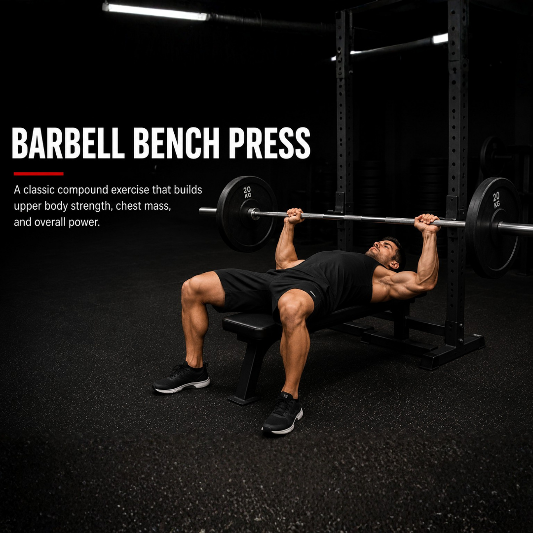 Barbell bench press exercise