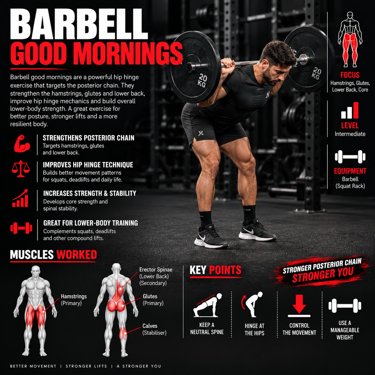 Barbell good morning exercise