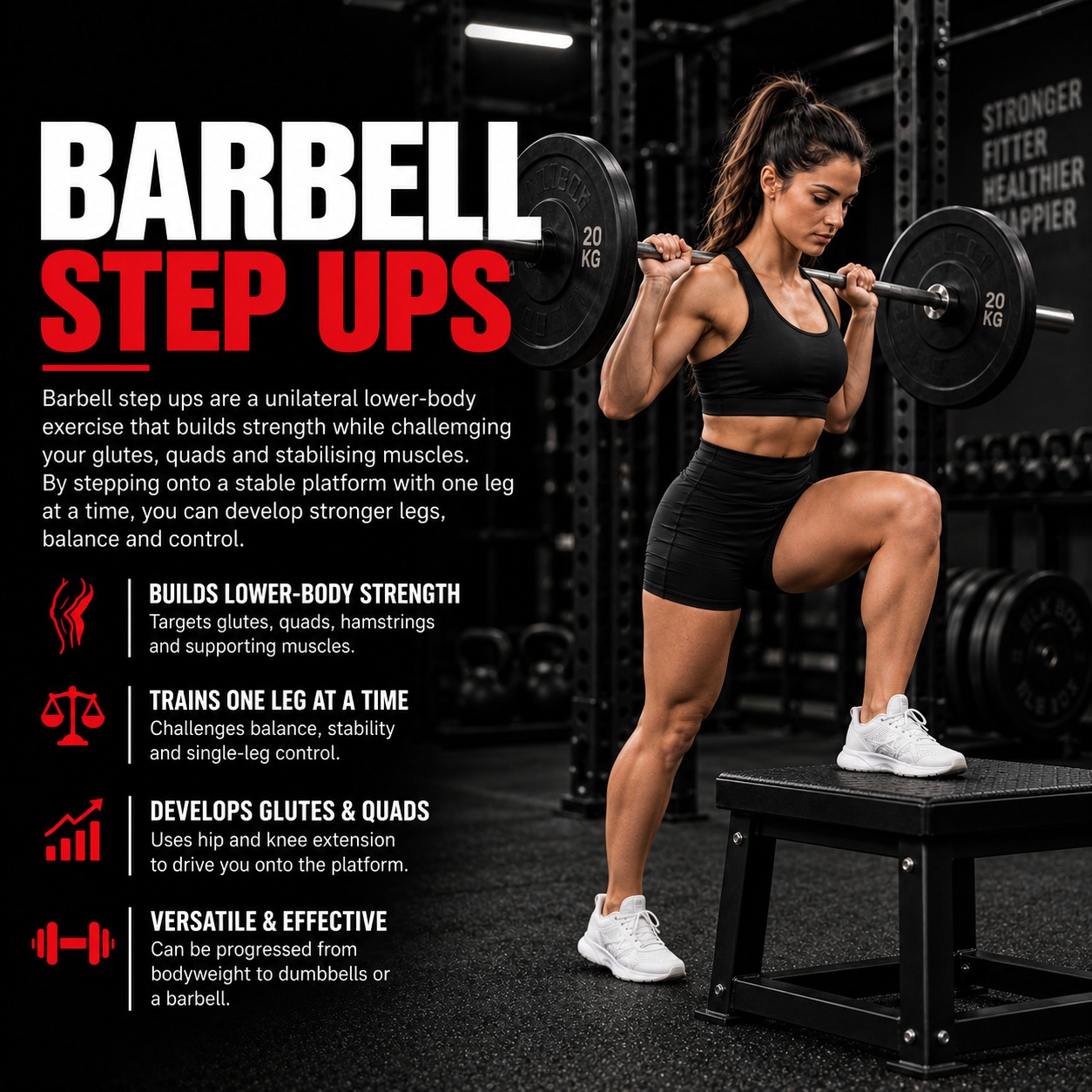 Barbell step up exercise