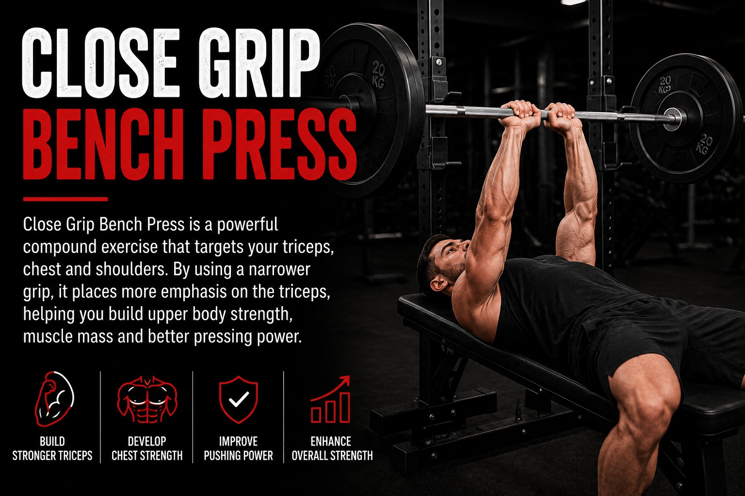 Close grip bench press exercise
